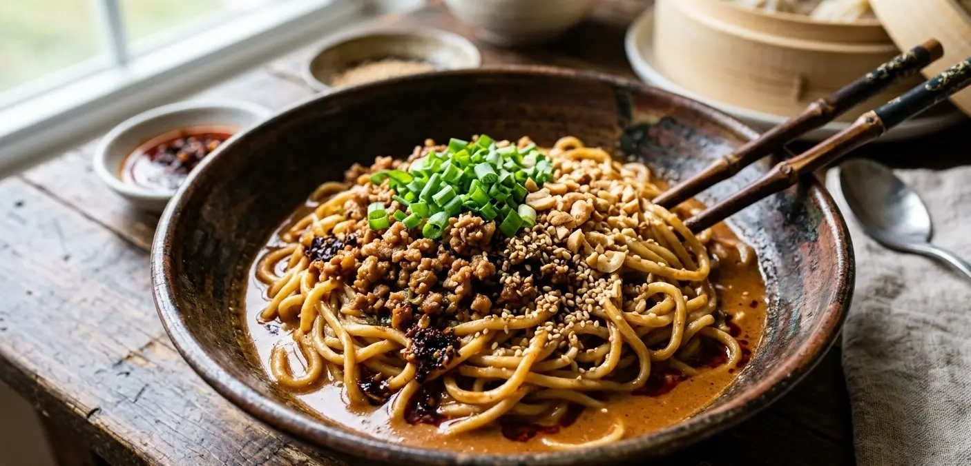 Authentic Sichuan Dan Dan Noodles Recipe (Easy & Crispy Pork)